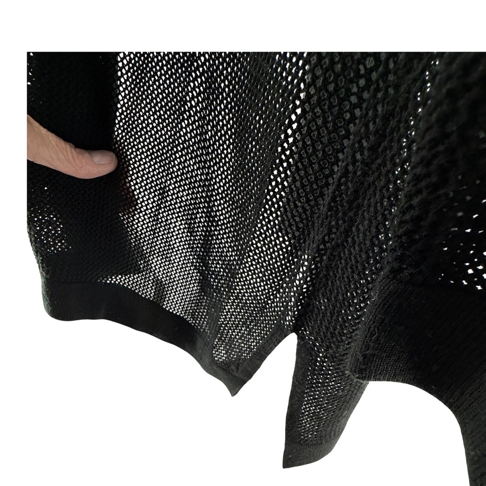 Chicos Black Open Knit Mesh Cardigan Single‎ Snap Button Sz2 - Picture 5 of 10